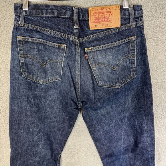 Levis 501xx Jeans Mens 32x32 Blue Straight Leg Denim Pants Button Fly VTG - Picture 9 of 13